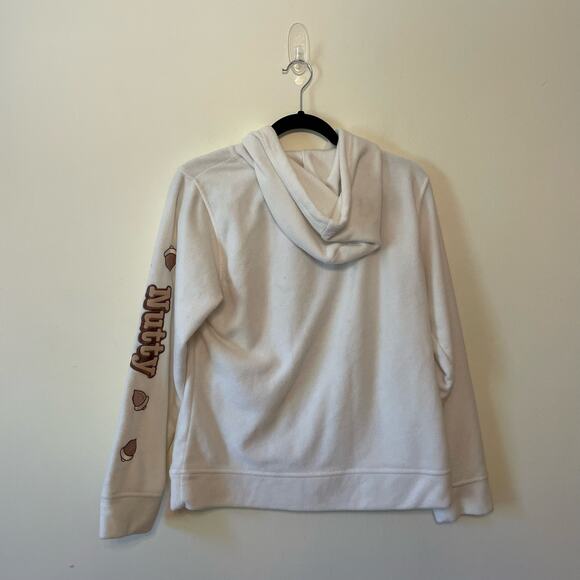 90s Vintage Disney XL fleece hoodie Chip and Dale white cabincore pocket NUTTY - Picture 5 of 7